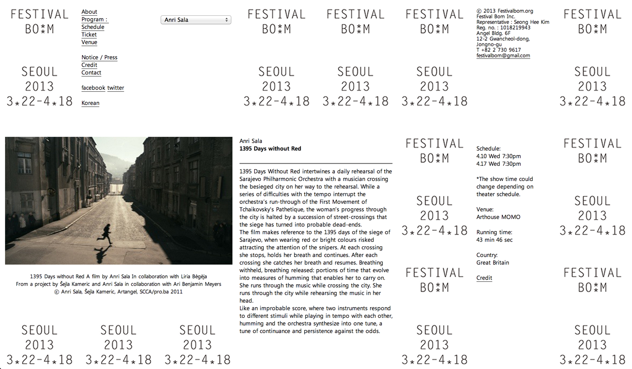 Festival Bo:m 2013: Website